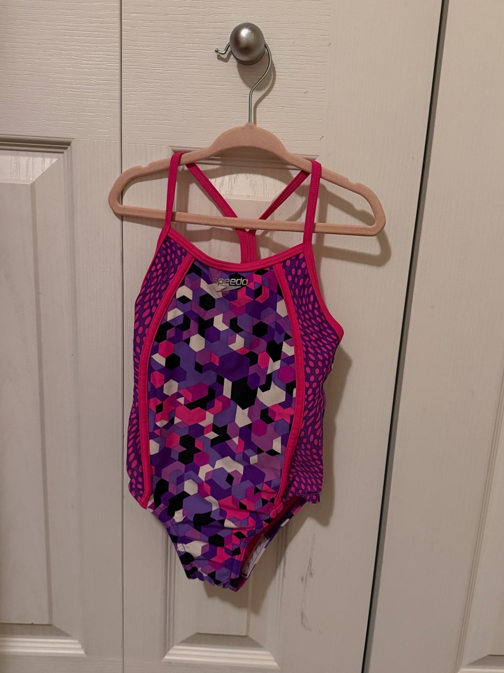 Speedo Girls' Purple & Pink Geo One-Piece Swimsuit